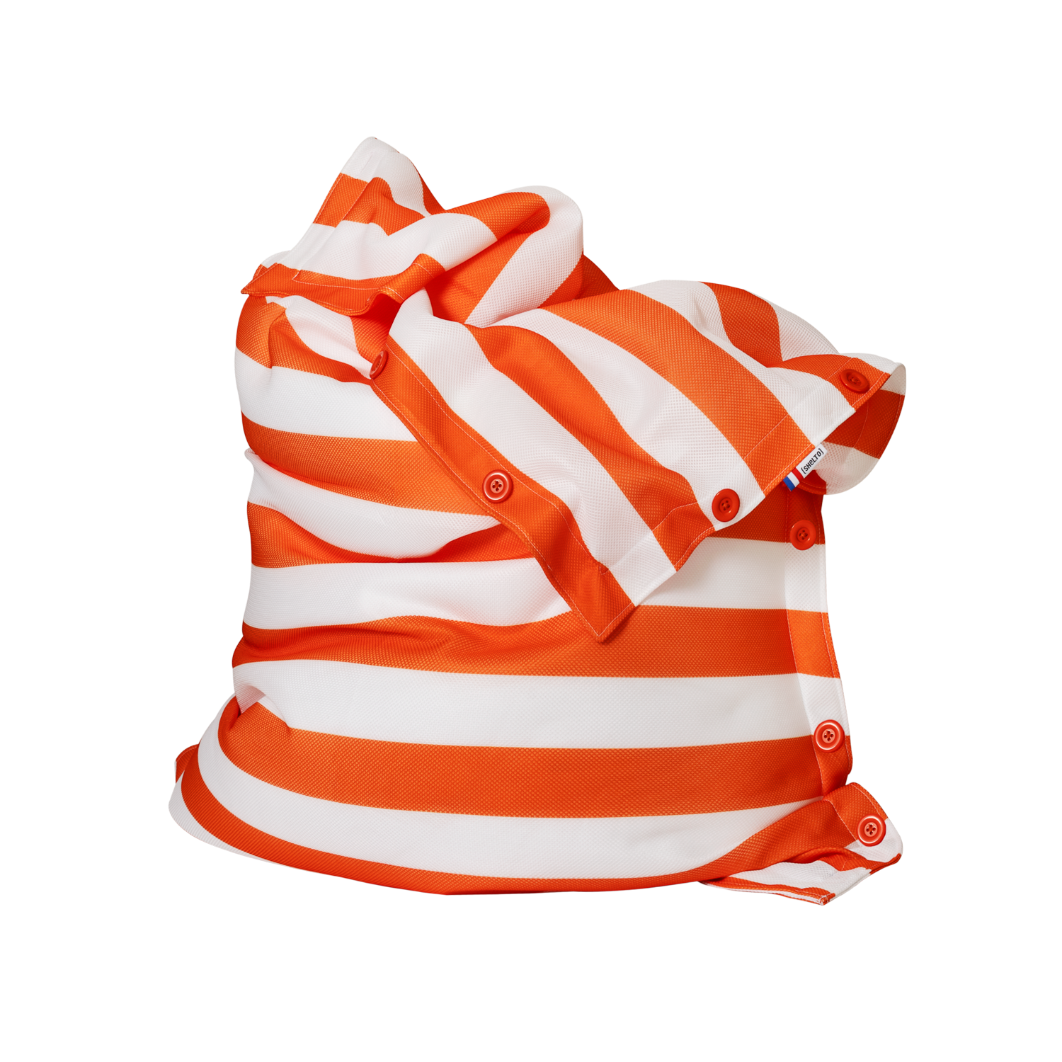 POUF MESH RAYURES BLANC/ORANGE 125 X 175 cm